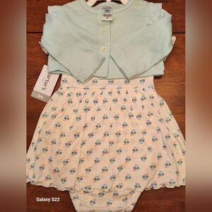 Carter's Baby Girl Cardigan & Floral Dress Bodysuit Set 3 Months Spring Easter